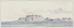Gezicht op eiland Capri vanaf open zee voor zuidkust by Louis Ducros