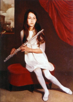 Girl Playing the Flute by Azamat Kuliev