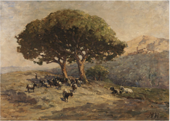 Goats and Pine Trees, South of France by Nathaniel Hone the Younger