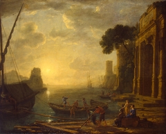Harbour at Sunset by Claude Lorrain