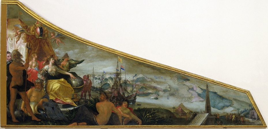 Harpsichord Lid showing an Allegory of Amsterdam as the Center of World Trade