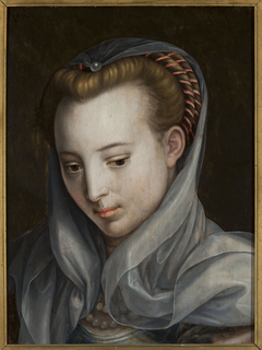 Head of a woman looking down to the right