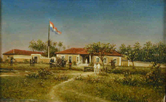 Het huis van dr. H.P.N. Muller te Quillimani aan de Zambesi by anonymous painter