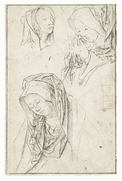 Hoofden van drie treurende vrouwen by Jacob Cornelisz van Oostsanen