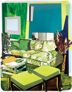 Interior: Green and White Couch by Mickalene Thomas