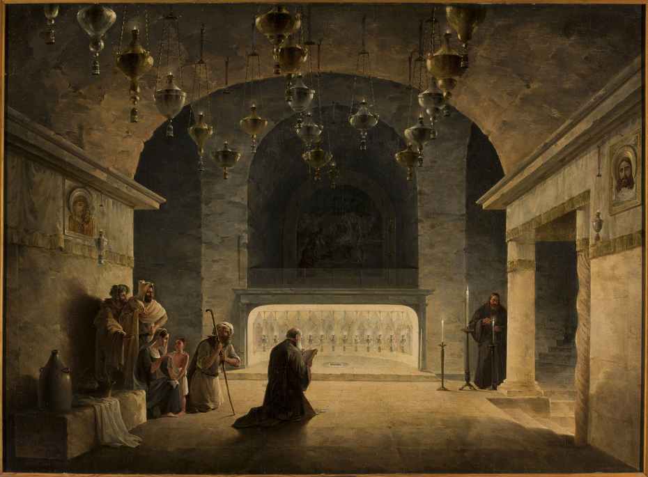Interior of the Church of the Nativity in Bethlehem.