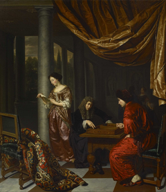Interior with Figures Playing Tric-trac by Frans van Mieris the Elder
