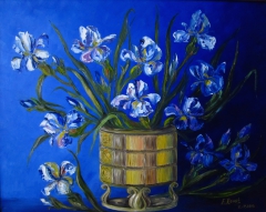 Irises on Blue