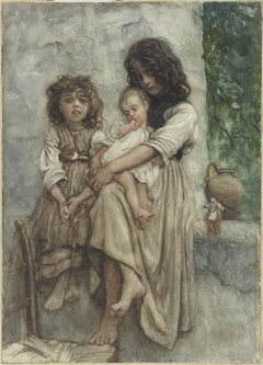Ischia, group of three children by Ernest Hébert