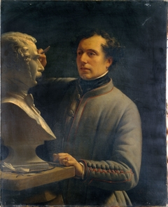 Jean-Pierre Dantan (1800-1869), sculpteur, modelant le buste de Pérignon, en 1848 by Alexis-Joseph Perignon