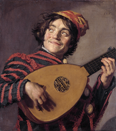 Jester with lute by Frans Hals