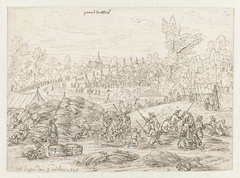 Kampement van het leger van Willem III te Grand-Hallet by Josua de Grave