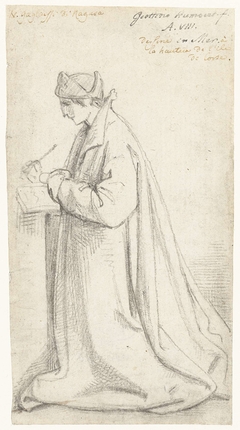 Knielende, schrijvende man by David Pièrre Giottino Humbert de Superville