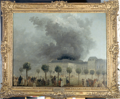 L'incendie de l'Opéra, vu des jardins du Palais-Royal, le 8 juin 1781 by Hubert Robert