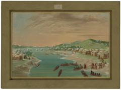 La Salle and Party Arrive at the Village of the Illinois.  January 1, 1680 by George Catlin