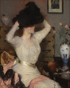 Lady Trying on a Hat (The Black Hat) by Frank Weston Benson