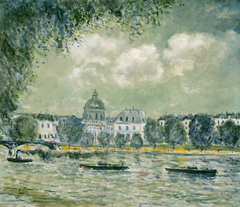 Landscape along the Seine with the Institut de France and the Pont des Arts by Alfred Sisley