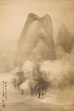Landscape of a Misty Mountain Scene by Tani Bunchō