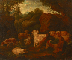 Landscape with a Shepherd and a Flock by Cajetan Roos