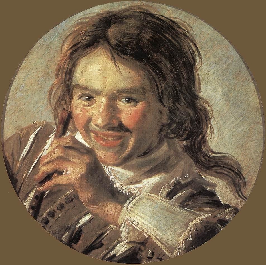Laughing boy with a flute