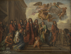 Les échevins parisiens quittent l'Hôtel de Ville pour se rendre à Notre-Dame assister au Te Deum, à l'occasion de la victoire de Seneffe (1674) by Noël Coypel