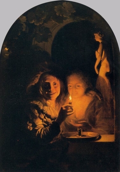 Lovers Lit by a Candle by Godfried Schalcken