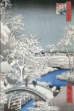 Meguro Drum Bridge and Sunset Hill by Utagawa Hiroshige