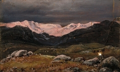 Mountains on Hardangervidda at Sunset by Johan Christian Dahl