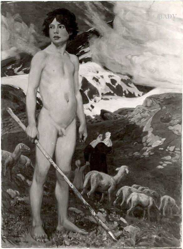 nude shepherd boy in the mountains