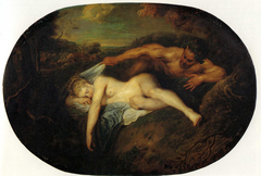 Nymph and Satyr by Antoine Watteau
