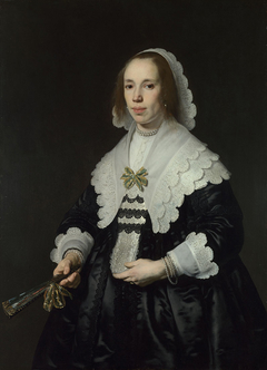 Portrait of a Lady in Black Satin with a Fan