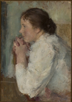 Portrait of a lady in profile by Olga Boznańska