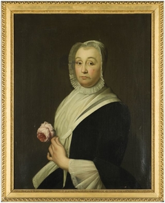 Portrait of a woman with a rose in her left hand by Bernard Accama