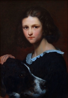 Portrait of Scheffers dochter Cornelia, later mw. Marjolin als 10 jarig meisje met haar hond Turc by Ary Scheffer