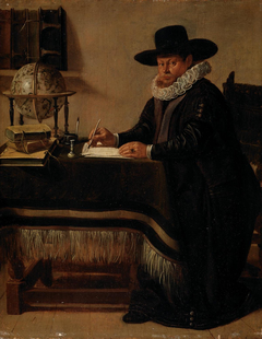 Portret van Johan van Beverwijck (1594-1647) in zijn studeerkamer