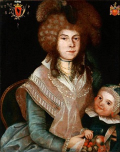 Portret Weroniki ze Szczawińskich Piędzickiej z synem Alojzym by Józef Faworski