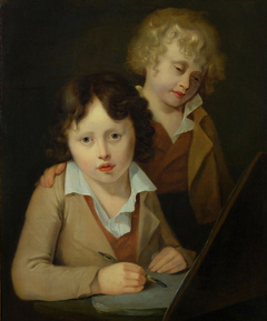 Portretten van Ary en Karel Arnoldus Scheffer op jeugdige leeftijd by Johann Baptist Scheffer
