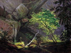 Rocky Landscape with Monk