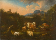 Romantic Landscape with Flock