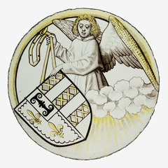 Roundel with Angel Supporting a Heraldic Shield by Anonymous