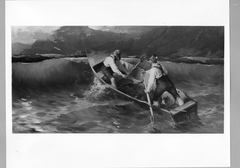 Ruderboot on a stornny lake by Josef Wopfner
