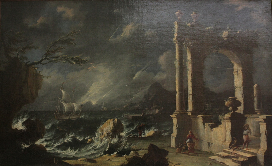 Ruines au bord de la mer. Effet d'orage (MG 878)