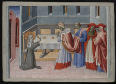 Saint Clare of Assisi Blessing the Bread before Pope Innocent IV by Giovanni di Paolo