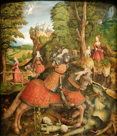 Saint Georges (Georges de Lydda) terrassant le dragon by Leonhard Beck