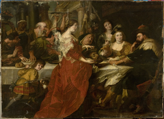 Salome with the head of St. John the Baptist at the banquet (Matthew 14:11; Mark 6:27-28) by Peter Paul Rubens