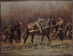 Scène militaire : mobiles conduisant des mulets d'ambulances (fragment du panorama de Champigny) by Édouard Detaille