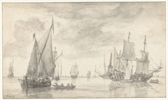 Seascape with Several Vessels by Simon de Vlieger