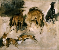 Sketch of Hunting Dogs by Francisco Domingo Marqués