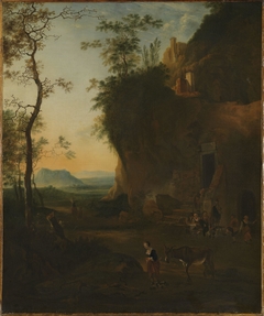 Southern Landscape with a Woman and a Donkey by Adam Pynacker