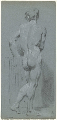 Staand mannelijk naakt, op de rug gezien, iets naar rechts by Unknown Artist